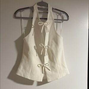 Vici white Bow Accent Halter Blouse